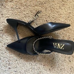 Zara black heel sandal
